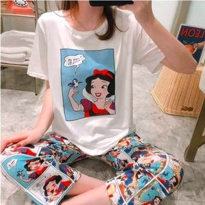 Cute Cartoon Printed Pajama Set - Snow